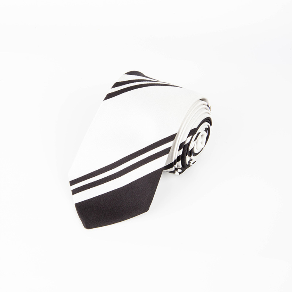 JIL SANDER BLACK, WHITE STRIPED TIE | MENS